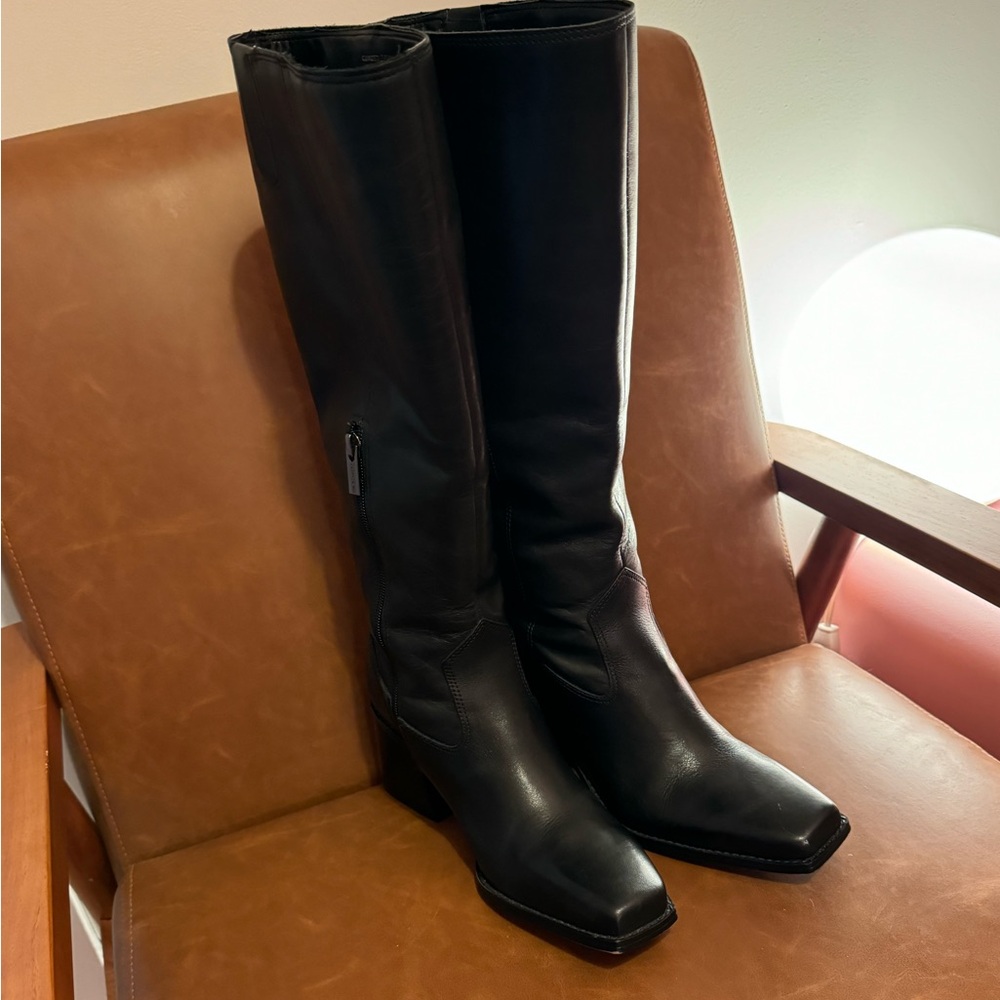 Vince Camuto Sangeti Leather Tall Boots Wide Calf in black